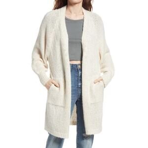 Cotton Emporium Women's Open Front Pocket Cardigan in‎ Oatmeal Small MSRP $49